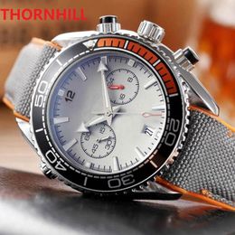 All Dials Work Brand Mens Watches Two Eyes Full Functional Male Clock Wristwatches Nylon Strap Fashion Quartz Waterproof Calendar 267r