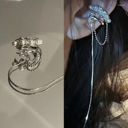 Backs Earrings Pearl Fringed Ear Clip Female Fake Piercing For Women Trend Fashion Korean Stlye French Bone Jewelry Girls