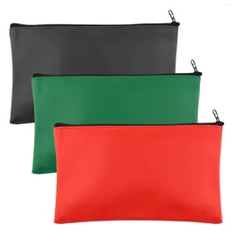 Storage Bags 3pcs Waterproof Portable Security Cosmetics With Zipper For Coin PU Leather Deposit Money Bank Bag Durable