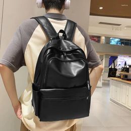 Backpack Trendy High School Student Men's PU Leather Fashionable Large Capacity Women's College
