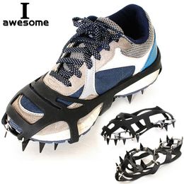 Teeth AntiSlip Ice Snow Grips Shoe Boot Traction Cleat Spikes Crampon Shoes Boots Covers steigeisen 240125