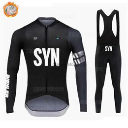 Men's Tracksuits SYN Winter Cycling Jackets Team Long Seves Fece Clothing BIEHRBib Pants Set Warm Road Bike SportswearH2421