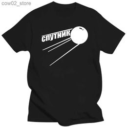 Men's T-Shirts New fashion t-shirt pattern tees White Sputnik Satellite Graphic Design mens T-shirt unisex short sleeve loose style tops Q240201