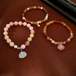 Charm Bracelets Retro Contrast Color Opal Resin Flower Elastic Bracelet National Fashion For Women