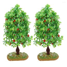 Decorative Flowers 2Pcs Artificial Fruit Tree Models Miniature Trees For Micro Landscape Dollhouse Sand Table