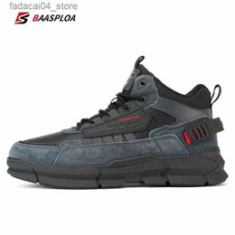 Roller Shoes Baasploa Winter Men Cotton Shoes Leather Comfortable Hiking Shoes Waterproof Warm Outdoor Sneakers Non-Slip Wear-Resistant Q240201