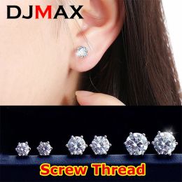 Earrings DJMAX 0.52ct Moissanite Stud Earrings for Women Original 925 Sterling Silver Screw Thread Lady's Moissanite Earring New 2023