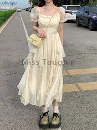 Basic Casual Dresses Summer Chiffon Fairy Dress Women Solid Elegant Party Midi Dress Female Casual Korean Fashion Designer One Piece Dress 2023 New YQ240201