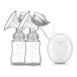 Double Electric Breast Pumps Powerful Nipple Suction USB Electric Breast Pump with Baby Milk Bottle Cold Heat Pad Nipple 240130