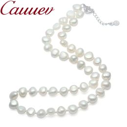 Necklaces Cauuev Real Natural Freshwater Baroque Pearl Necklace For Women 910mm Pearl Jewellery with 925 Sterling Silver Jewellery Gift