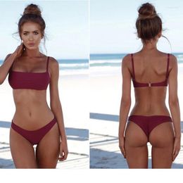 Women's Swimwear 2024 Sexy Push Ups No Padded Brazilian Bikini Sets Retro Beach Straight