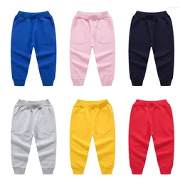 Trousers 0-12Years Cotton Children Autumn Girls Sports Pants Winter Sweatpants For Boys Solid Colour Elastic Waist Harem