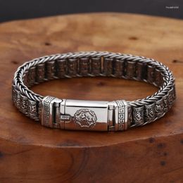 Link Bracelets 1PCS Retro Handmade Prayer Wheel Bracelet For Men Silver Colour Personality Hip Hop Chinese Style Fashion Gift Jewellery