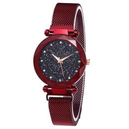 Star Dial Business Shiny Adjustable Magnetic Clasp Mesh Band Electronic Gifts Casual Analog Women Watch Battery Powered Wristwatch203K