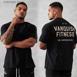 Men's T-Shirts Summer Gym T-Shirts Fitness Oversized 100 Cotton Man Women T Shirt High Quality Bodybuilding Men Clothes Print Tee Free Shipping T240202