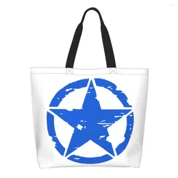 Shopping Bags Fashion America Army Tactical Military Star Tote Bag Recycling Canvas Groceries Shoulder Shopper