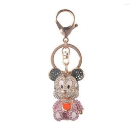 Keychains High Quality Drip Alloy Keychain Chaveiro Drop Oil Cute Little Baby Mouse Rhinestone Crystal Beads Stainless Key Ring279I