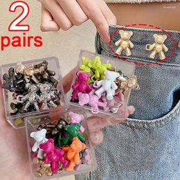 Brooches 1/2pairs Colourful Bear Buckles Women Men Adjustable Jeans Pants Pins For Loose Jean Fit Tighten Waist Closing Reduce Snap Button