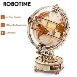 Robotime Rokr Luminous Wooden LED Light Selling 180PCS Model Building Block Kits Toy Gift for Children Adult 3D Puzzle 240122