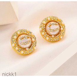 Stud New Style Designer 18k Gold Plated Earrings High End Women Brand Double Letter Stainless Steel Earring Inlaid Crystal Pearl Geometry Ear Ring Wedding 1KXP