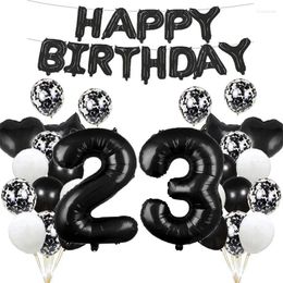 Party Decoration Black Happy Birthday Number Foil Balloons Adult Kids Decorations Women Men 10 11 12 13 15 18 20 25 30 35 40 50 60 Year Old