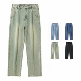 Yaz Amerikan tarzı vintage eski bol kot pantolon erkek kadın sokak kıyafetleri düz geniş bacak elastik bel rahat marka denim pantolon 240122