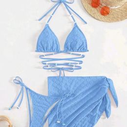 Women's Swimwear 2024 European And American Foreign Trade Bikini Three Piece Set Printed For Women