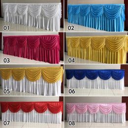 Party Decoration 3M Wedding Backdrop Curtain Swag Tassel Ice Silk Drape Valance Stage Table Skirts Banquet Decor