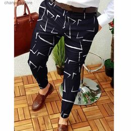 Men's Pants New Smart Casual Trousers Mens Elegant Fashion Printed Slim Dress Pants Men Commuter Comfortable Suit Pants T240227