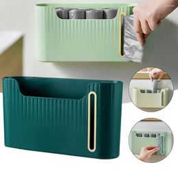 Kitchen Storage Garbage Bag Box Wall-mounted Basket Large Capacity Draw Out Trash Holder Multi-functional Organizer