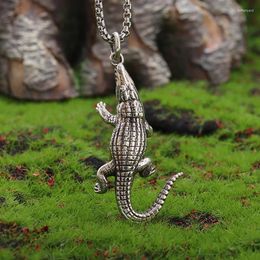 Pendant Necklaces Retro Gothic Domineering Lizard Crocodile Animal Necklace Men's Personalised Punk Motorcycle Party Jewellery Gift