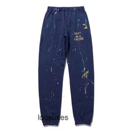 Designer Washing Streetwear Pant Dept Hoodies Sports Galleryes Men's Used Version Correct Graffiti Women's Splashing Ink Casual Pants 63HO0SK4