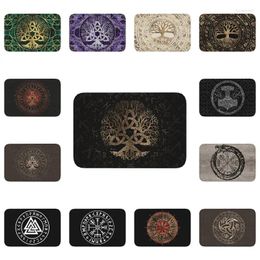 Carpets Tree Of Life With Triquetra On Futhark Front Floor Door Entrance Mat Outdoor Viking Kitchen Bathroom Doormat Toilet Carpet Rug