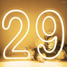 Party Decoration 38cm Number Neon Sign Light USB Powered Acrylic White Led Lights For Happy 30 40 50 Birthday Backdrops Decorations