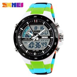 SKMEI Sport Watch Men Army Dive Casual Alarm Clock Analogue Waterproof Military Chrono Dual Display Wristwatches Relogio Masculino X240H