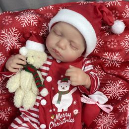 50CM Finished Reborn Baby Dolls LouLou Girl Merry Christmas Gift Lifelike Silicone Vinyl born 3D Skin Visible Veins DIY Toys 240119