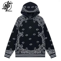 Men's Hoodies 2024 High Quality Black Knitted Vintage Paisley Print Men Women Pullover Embroidered Long-sleeved Letter Sweatshirt