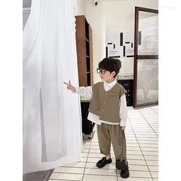 Clothing Sets Boys' Spring And Autumn Small Suit Long Sleeve Solid Three Piece Set Fashion Casual Lively Cute Kids Children's