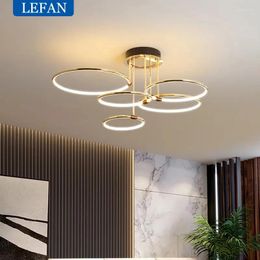 Pendant Lamps Modern Minimalist Led Chandelier Light Luxury Art Gold Circle Livingroom Restaurant Bedroom Kitchen Home Decor Hanging Lights