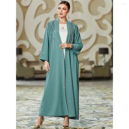 Ethnic Clothing Moroccan Eid Party Diamonds For Elegant Women Open Abayas Cardigan Dress Arab Dubai Islamic Kimono Gown Ramadan Evening