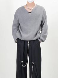 Men's Jackets Pleated Sag Crew-neck Long-sleeved Sweater Loose Top