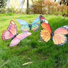 Garden Decorations Simulation Butterflies With Pole Gardening Yak Park Outdoor Craft On Stick Tourist Attractions Decorative 30cm Crafts