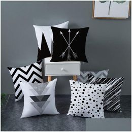 Cushion/Decorative Pillow Pillowcase Modern Minimalist Supplies Sofa Household Geometric Abstract Drop Delivery Home Garden Textiles Dhz6Y