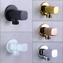 Bathroom Sink Faucets Angle Valve Black Rose Gold White Gloss Chrome Metal Grey Solid Brass Mop Washing Machine G1/2 Tap Wall Mounted
