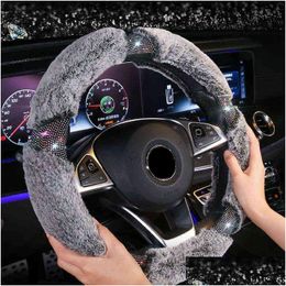 Steering Wheel Covers Winter Hairy Diamond Inlaid Steering Wheel Er 3738 Cm 14515 Inches Woven Soft M Size J220808 Drop Delivery Autom Dh5I0