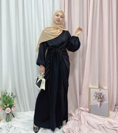 Ethnic Clothing Selling Fashion Elegant Satin Abaya Islamic Muslim Dresses Kaftan 2 Pieces Women Dress