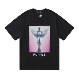 T-shirt Purple Men's Shirt Loose Top Casual Designer Luxury Clothing Street Wear Couple Sleeves Polo Size S-xl24ss 7RNS