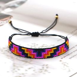 Link Bracelets Vintage South American Ethnic Geometric Bracelet Women's Miyuki Rice Beads Handmade Woven Gradient Beaded Hand Ornament