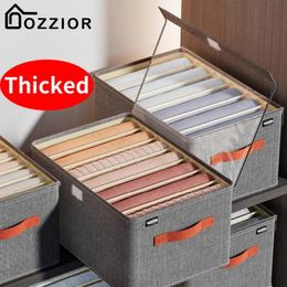 Folded Jeans Organiser Cabinets Drawers Pants Clothing Storage Box With Lid Wardrobe Clothes For TShirt Coat 240125