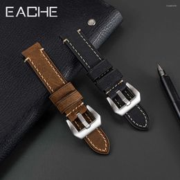 Watch Bands EACHE Retro Genuine Leather Band Crazy Horse Strap 20mm 22mm 24mm 26mm